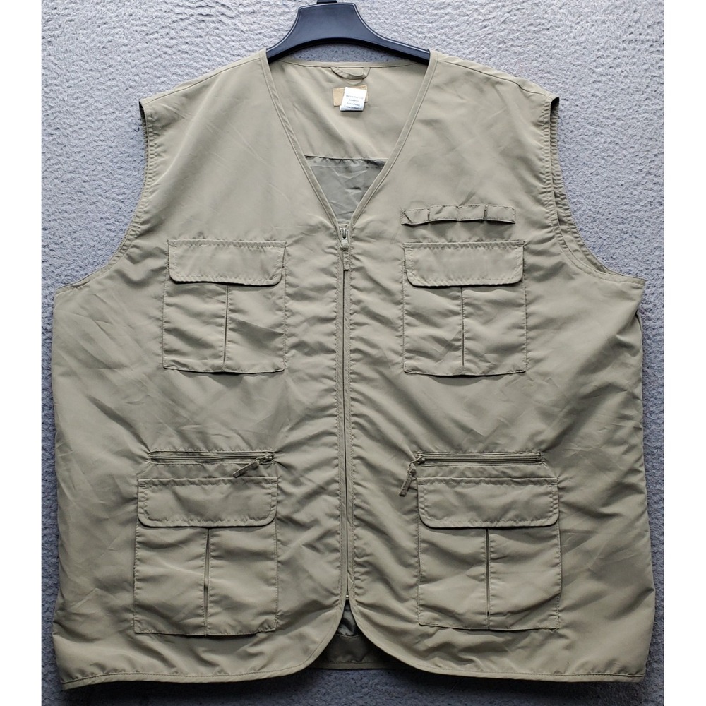 Haband Travelers Fishing Vest Men XX Brown Utility Pocket Hunting Outdoor Zip Up